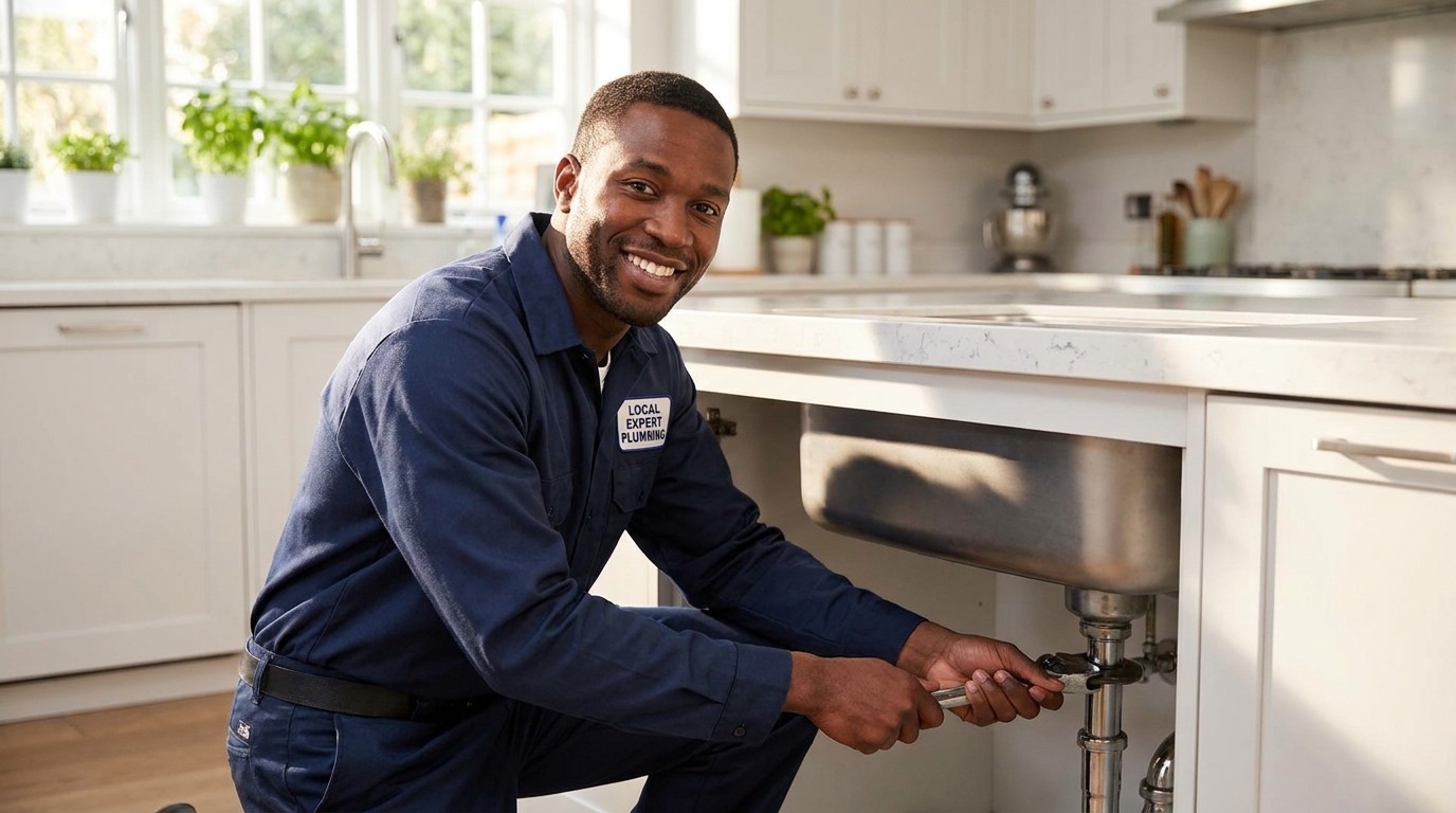 A friendly StreetTasker professional fixing a kitchen sink